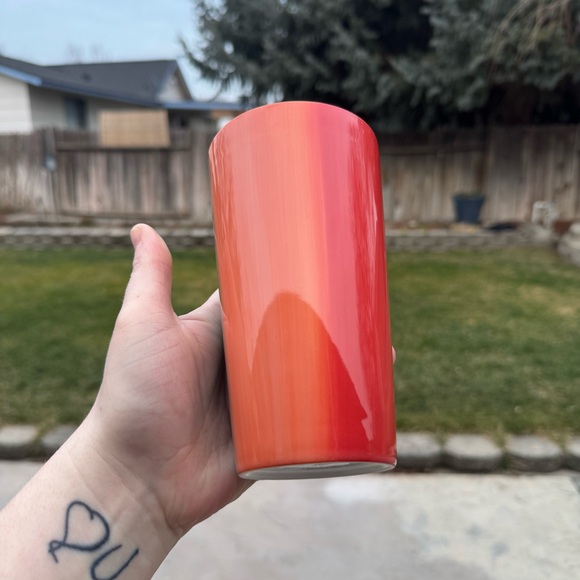 Starbucks Watercolor Tropical Sunset Ombre Ceramic Tumbler Cup 12 oz Orange Teal - Picture 2 of 11